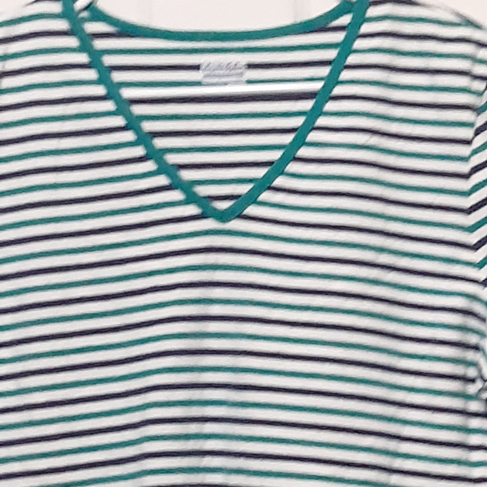 Basic Editions Teal and Navy Striped Tee